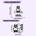 Cartoon Wandtattoo schwarze Katze liest Buch Abmessungen zeigt 30x24cm und 24x24cm - 24x24cm (HY-M502)