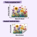 Detail bunter Blumen-Wandaufkleber mit Layout und Größenangaben für die Heimdekoration - 40*60cm/HY-E268