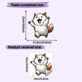 Detalle de dimensiones del adhesivo para inodoro de gato calicó y tamaño final - Estilo Gato Animado (HY-M501)