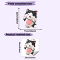 Detailed dimensions of the cute cartoon cat toilet sticker in 22x17cm and 24x24cm sizes - Waving Cute Cat (HY-M498) / 24x24cm
