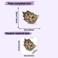 Detail showing 3D tabby cat wall sticker with layout dimensions and application view - 24x24cm / 3D Cat Style (HY-M510)