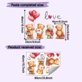 Detailed dimensions of cartoon bear wall stickers showing finished size and original layout - 40*60cm (HY-E277)