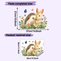 Detailed size chart for cartoon rabbit and hedgehog wall decals with dimensions in cm and inches - 29*39cm
