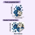 Adesivo murale con fiori blu e farfalle che mostra le dimensioni di 50x41cm - Fiori e Farfalle Blu e Bianchi (40x50cm)