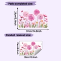 Detalle de vinilos de pared de diente de león rosa con dimensiones y diseño de flores - Diente de León Rosa Mariposa (HY-F771 Transparente) / 25*39cm