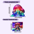Detailed comparison showing mushroom house sticker size after application vs original sheet - 25*29cm (HY-F726)