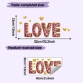 Pink leopard print LOVE wall sticker detail showing heart decals and application size - Pink Leopard Letter (HY-B179) / 30*60cm