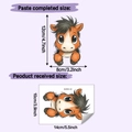 Gedetailleerde afmetingen van cartoon pony muursticker met ontvangen en eindformaat - Grote Ogen Paard Stijl (HY-KG219)