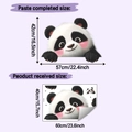Detail view of cartoon panda wall sticker with 40x60cm dimensions and application guide - 40x60cm / Panda Style (HY-E276)
