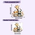 Detailed size chart showing dimensions of cartoon animal wall stickers with giraffes and pandas - Cartoon Animal Style (HY-M519) / 24x24cm
