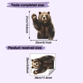 Detailed sizing guide showing brown bear wall sticker layout and application dimensions - Waving Brown Bear (HY-F754全透)