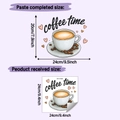 Size chart for Coffee Time wall sticker showing 20x24cm display and 24x24cm sheet - 24*24cm (HY-F740)