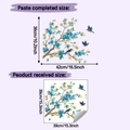 Dettagli dell'adesivo murale con fiori blu e uccelli con layout e dimensioni - Stile Fiori Blu e Uccelli (HY-F768)
