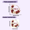Dettagli sulle dimensioni dell'adesivo murale WC con rose rosse e cerchio dorato - 24*24cm (HY-M511)