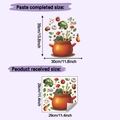 Detail showing self-adhesive vegetable pot wall stickers with layout and dimensions - Vegetables in Pot Style (HY-F742) / 29x29cm