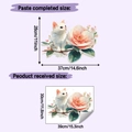 Detalle de dimensiones del vinilo decorativo de gato acuarela y flor de camelia rosa - Gato Y Flor (Modelo HY-F758)