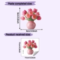 Detail der rosa Tulpenvase-Wandsticker mit Anwendungsgröße und kompakten Bogenmaßen - 11*11cm/HY-KG222