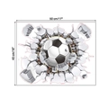 Detaillierte Maße für 3D-Fußball-Wandaufkleber mit den Abmessungen 50 mal 40 cm - 40x50cm