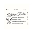 Detail der Kitchen Rules Wandtattoo mit Besteck-Icon und Abmessungen von 57x33cm - 8.5*13cm