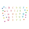 Detail von 26 Aquarell-Alphabet-Wandtattoos mit bunten Punkten für die Kinderzimmerdekoration - Großbuchstaben-Stil (FX-D60)