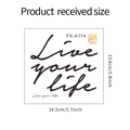 Detail showing 'Live your life' wall sticker lettering in elegant black script style - Black Live Your Life (FX-A114)