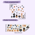 Gedetailleerd overzicht van 30x90cm Halloween muurstickers met kat, spook en pompoen - Halloween Zwarte Kat Pompoen (HY-D040) / 30x90cm