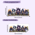 Detailansicht der Halloween-Fensteraufkleber mit Layout und fertigem 56x23cm Display-Effekt - Buntes Spukhaus (HY-F553) / 25x58cm