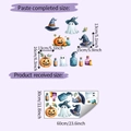 Dettaglio degli adesivi murali di Halloween con dimensioni di zucca e fantasma in cm e pollici - Stile Illustrazione ad Acquerello (HY-B153)