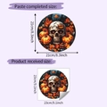 Detail view of Halloween pumpkin skull stickers showing layout and size dimensions - Multicolor 23*23CM