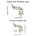 Dettaglio di adesivi murali con rose rosa e foglie verdi con misure dimensionali - 12.8*13CM/kg189 Stampato