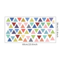 Detail showing 60x30cm sheet layout of multi-color triangle wall stickers for kids room - 30x60cm