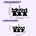 Detailed size measurement of three cute black cat waterproof PVC decorative stickers - Cat Silhouette Style (HY-KG187)