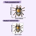 Vista macro de una pegatina de pared de araña azul y amarilla realista con medidas - Araña Gigante Realista (HY-F667 Transparente)
