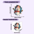 Detail of 3D Christmas snowman wall sticker showing product dimensions and application size - 24*24cm (HY-M472)