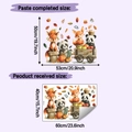 Détails des autocollants muraux automne panda et renard avec dimensions d'application - 40*60cm/HY-E260