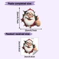 Detail view of 3D Santa wall sticker with dimensions and application size guide - Santa Claus Thumbs Up (HY-F672) / 24x24cm (HY-F672)