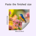 Detail of bird and pink flower wall sticker showing 34x34cm size specifications - 34*34CM/HY-F477