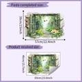 Detailed dimension chart for 3D faux window wall sticker with forest and flower scene - 40x60cm (HY-E235)