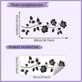 Afmetingen voor zwarte bloemen muurstickers met details over blad- en afwerkingsmaten - Bloemenrank Stijl (HY-H015) / 39x90cm