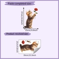 Detailed wall sticker layout showing cat with rose and application size measurements - 25*39cm