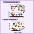 Self-adhesive kitchen wall sticker dimensions guide showing original layout and final effect - Clean Kitchen Slogan Style (HY-E239)