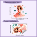 Detail of girl wall sticker set with butterflies and floral crown dimensions 55x58cm - Dreamy Girl Butterfly Style (HY-E243)