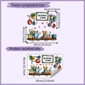 Detail showing hand-drawn kitchen wall sticker size dimensions and layout specifications - Warm Home Kitchen Style (HY-E240)