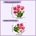 Wandtattoo Rosa Tulpen mit Maßen: Fertiges Motiv 36x33cm und Lieferzustand 35x38cm Blatt - Tulpen Blumiger Stil (HY-F503UV)