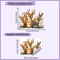 Detail view of cartoon forest animal wall stickers with deer and rabbit size dimensions - Forest Animal Style (HY-F531)