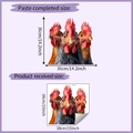 Detailed size guide of colorful rooster wall stickers for home decoration display - 38*38cm