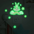 Luminous ballerina rabbit sticker showing green glow effect on wall switch - Green Glow / 13*13cm
