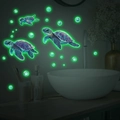 Leuchtende Meeresschildkröten-Wandsticker mit glühenden Blasen im dunklen Badezimmer - 30*30cm / Fluoreszierendes Grün
