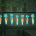 Luminous hand-painted carrot wall stickers glowing in blue on a dark kitchen backsplash - Blue Glow (MG-YP072 Blue Glow / 30*40cm)