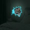 Detailed view of 3D glowing mouse wall sticker with neon blue light effect in dark room - 24*24cm / Blue